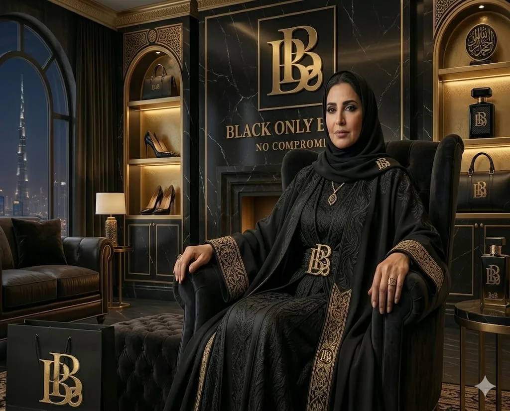 BLACK ONLY BLACK 品牌形象 — 黑色金色纹饰服装